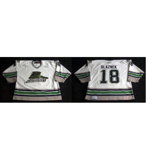 Custom ECHL Florida Everblades 18 Blaznek Hockey Jersey Home White